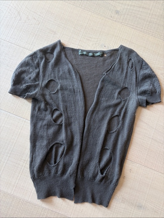 Rick Owens Sweaters - Rick Owens 100% cashmere hole detail short-sleeve cardigan